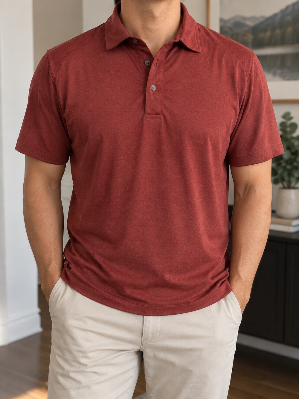 UNTUCKit Men’s Clavidor Performance Polo Red Heather Size L